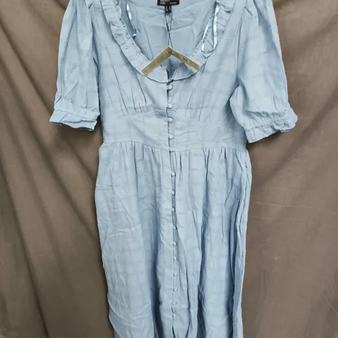 NOBODY'S CHILD LIGHT BLUE BUTTON-FRONT DRESS – UK 12 (EU 40, US 8)