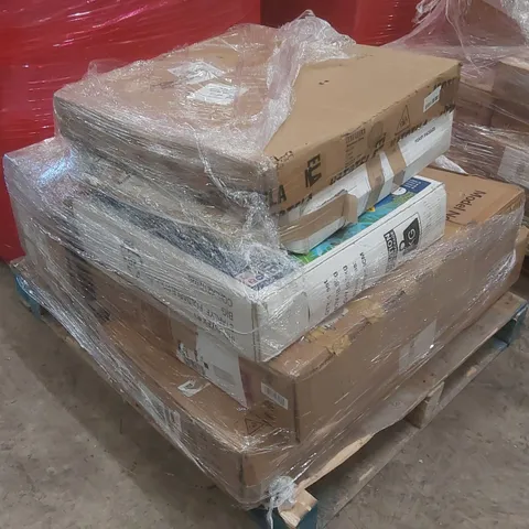 PALLET CONTAINING A VERY LARGE QUANTITY OF ASSORTED ITEMS INCLUDING: FOLDABLE POOL, MANHOLE COVER, EXERCISE BIKE ECT
