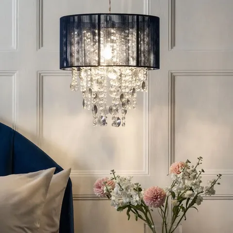 BOXED NAVY PALAZZO EASY FIT PENDANT LAMP SHADE