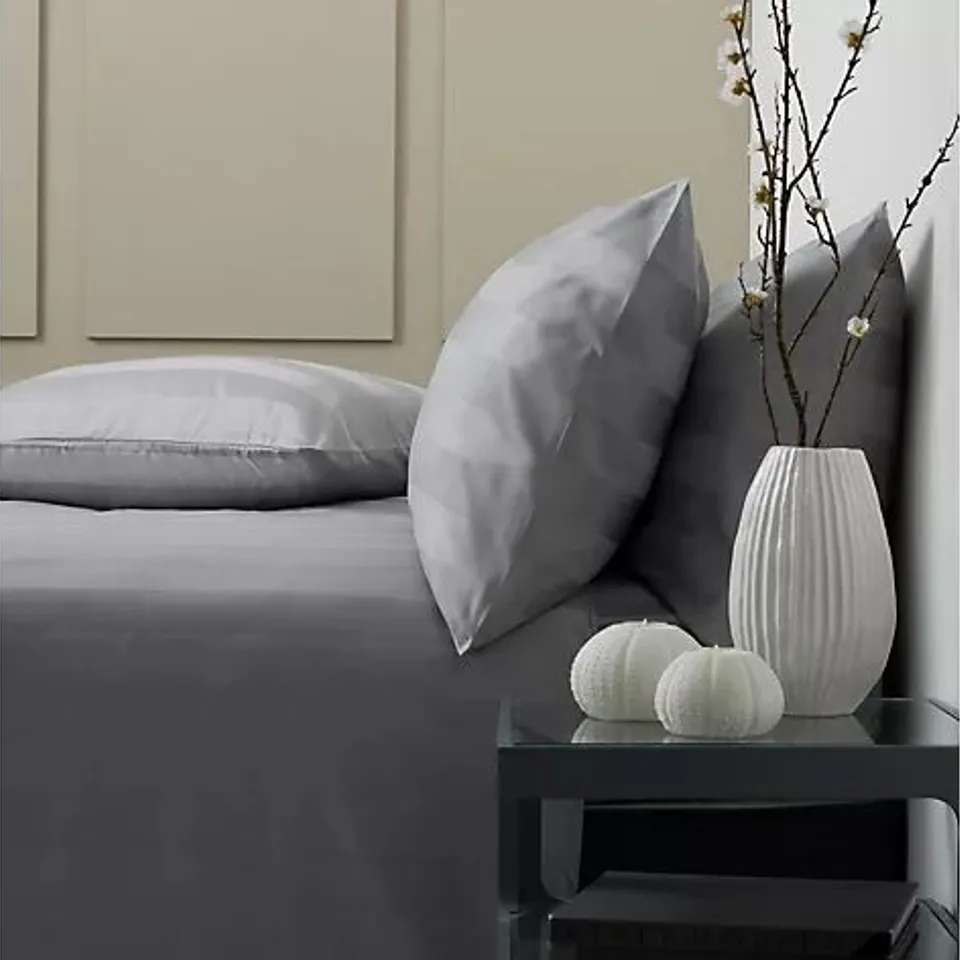 K BY KELLY HOPPEN STRIPE EMBOSSED 500TC 6 PIECE DUVET SET- SILVER/GREY DOUBLE
