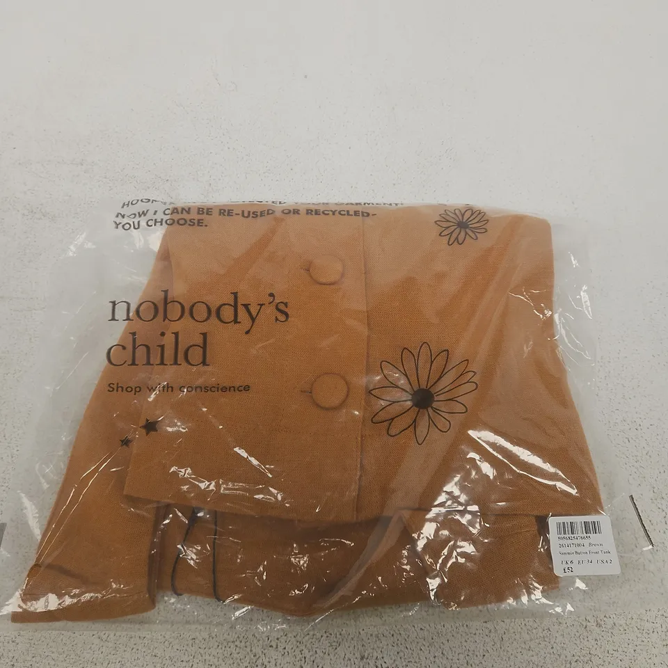 NOBODY'S CHILD SAMMIE BUTTON FRONT TANK – BROWN, UK 6