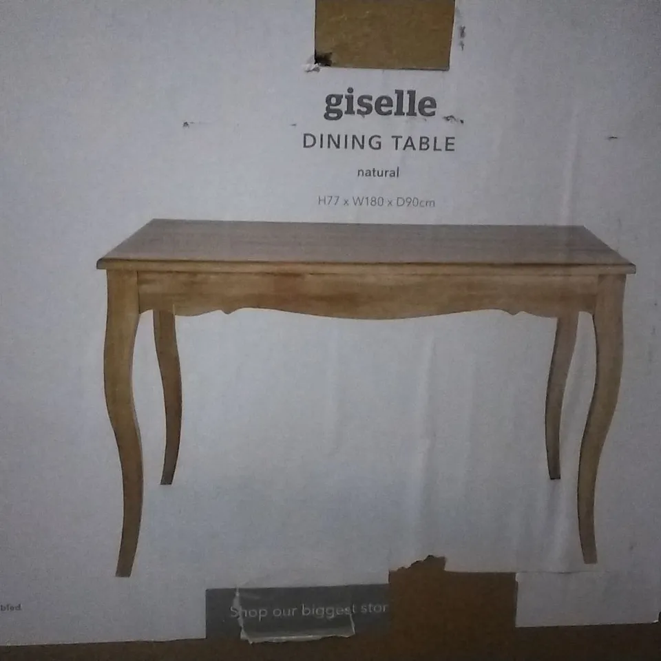 BOXED GISELLE  DINING TABLE IN NATURAL- H77 X W180 X D90 CM 