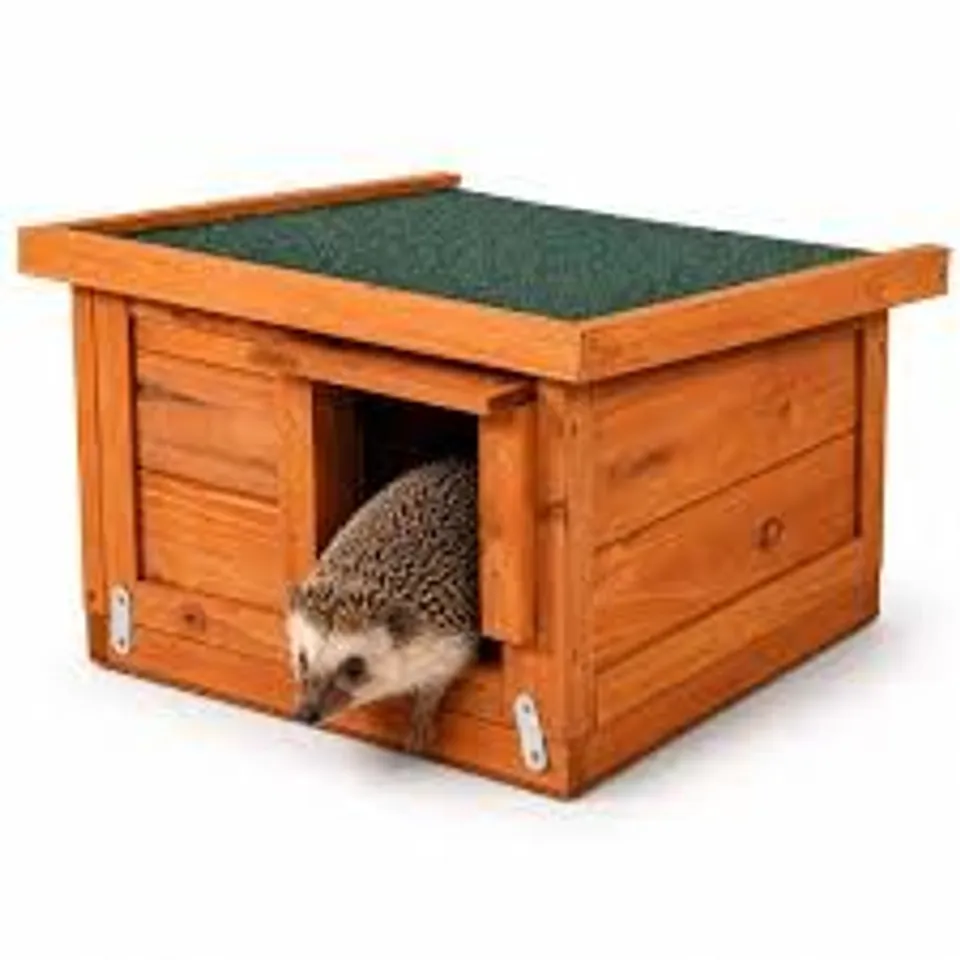 BOXED WOODEN HEDGEHOG HOUSE HIBERNATION SHELTER 360X240X400MM