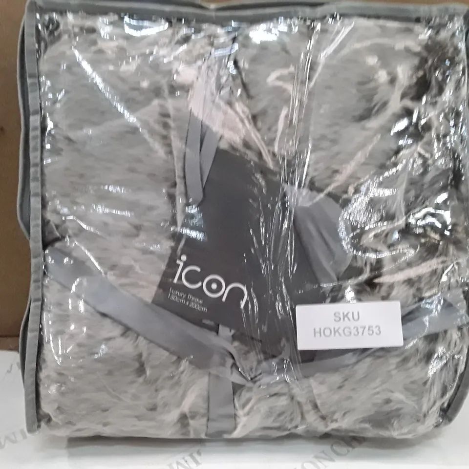 BRAND NEW ICONIC LUXURY THROW - 150CM X 200CM (GREY)