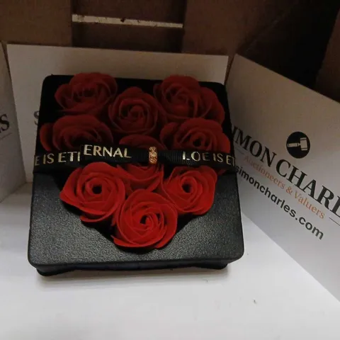 RED ROSE GIFT BOX WITH HEART ARRANGEMENT – BEST WISHES