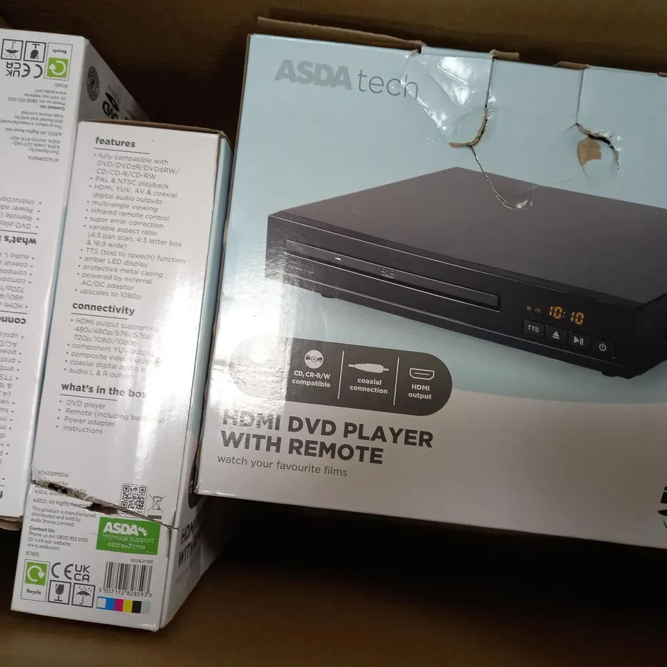 APPROXIMATELY 6 ASSORTED ASDA TECH DVD PLAYERS