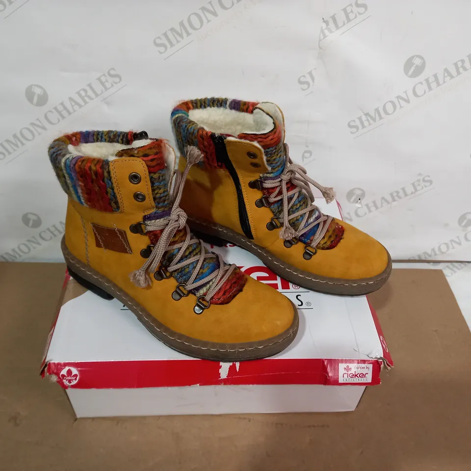 BOXED PAIR OF RIEKER BOOTS - SIZE 37