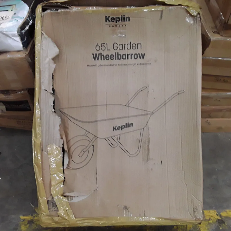 BOXED KEPLIN 65L GARDEN WHEELBARROW 