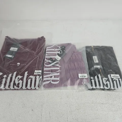 LOT OF APPROXIMATELY 48 BRAND NEW KILLSTAR CLOTHING ITEMS TO INCLUDE FALLEN LIGHT TOPS, DREADMIRE CORSET TOP AND ELDRITCH TOP - VARIOUS SIZES