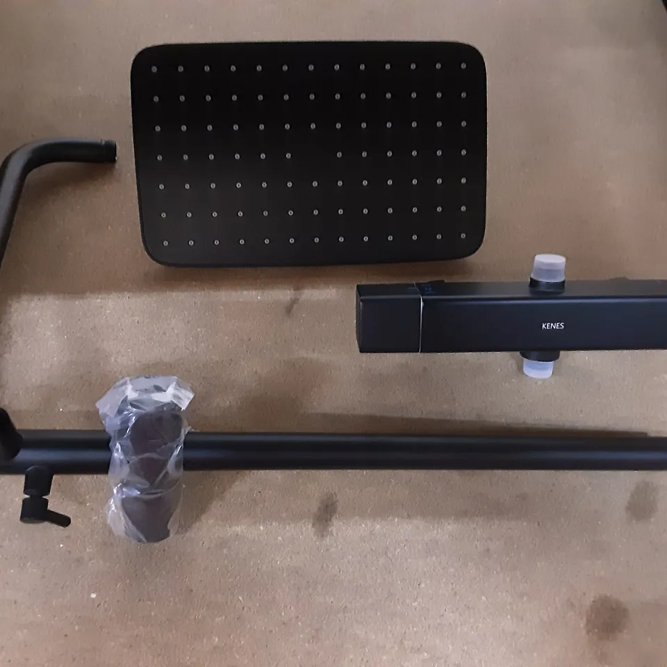BOXED KENES THERMOSTATIC SHOWER MIXER IN BLACK - FEW PARTS MISSING / INCOMPLETE