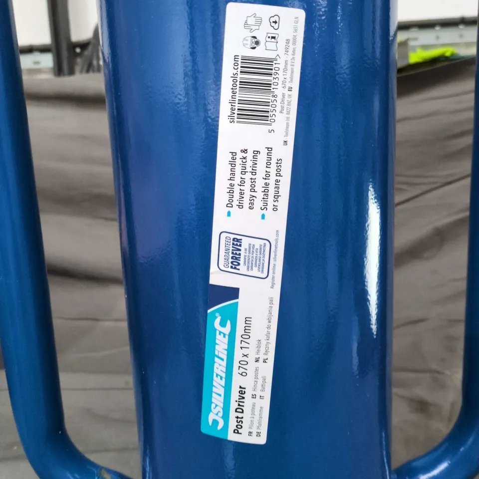 Silverline Post Driver 670 x 170mm – Blue Steel Garden Tool