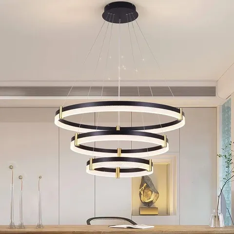 BOXED 3 RINGS 80CM TIERED CHANDELIER, MODERN DIMMABLE LED ACRYLIC CRYSTAL CHANDELIER 