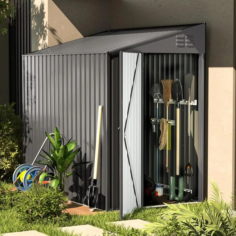 BOXED BLOCKUS 4 FT WITH × 7 FT D GALVANISED STEEL PENT GARDEN SHED [2 BOXES]