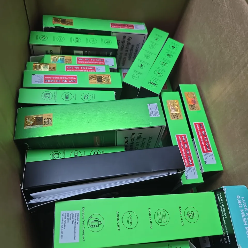 BOX OF APPROXIMATELY 30 ASSORTED VAPORESSO E CIG ITEMS 