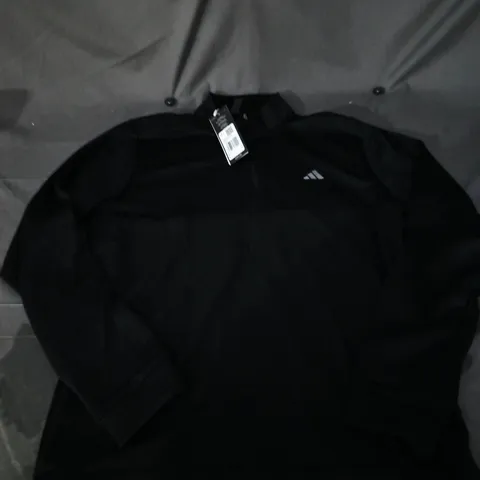 ADIDAS TEXTURED Q ZIP JACKET – BLACK SIZE L 