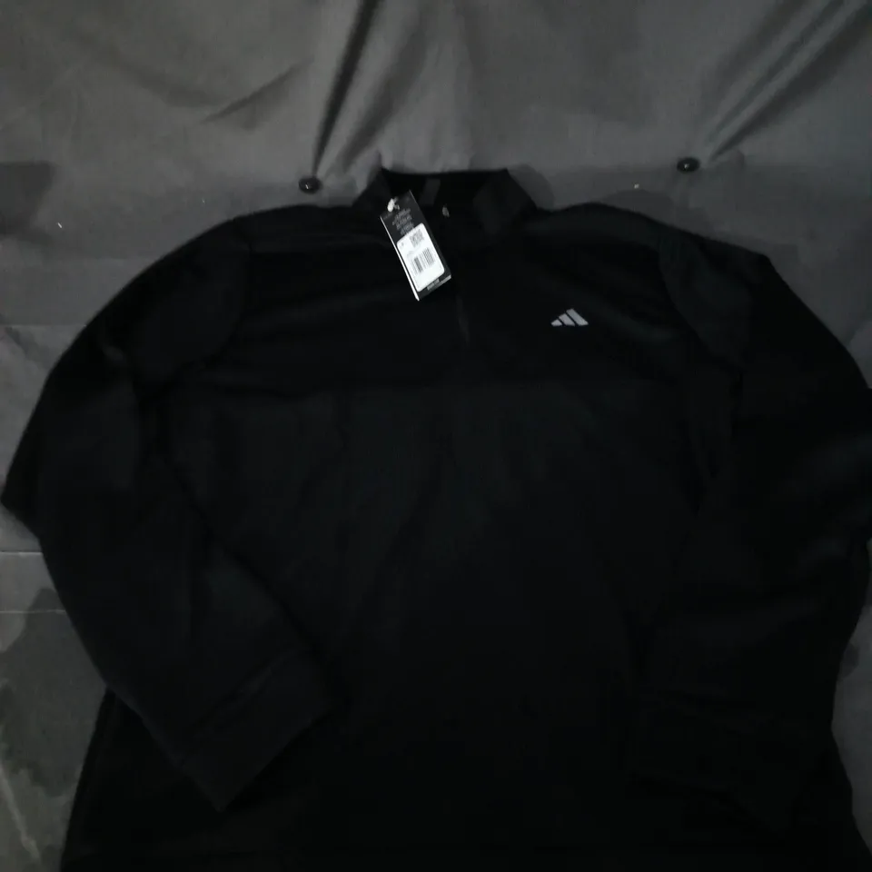 ADIDAS TEXTURED Q ZIP JACKET – BLACK SIZE L