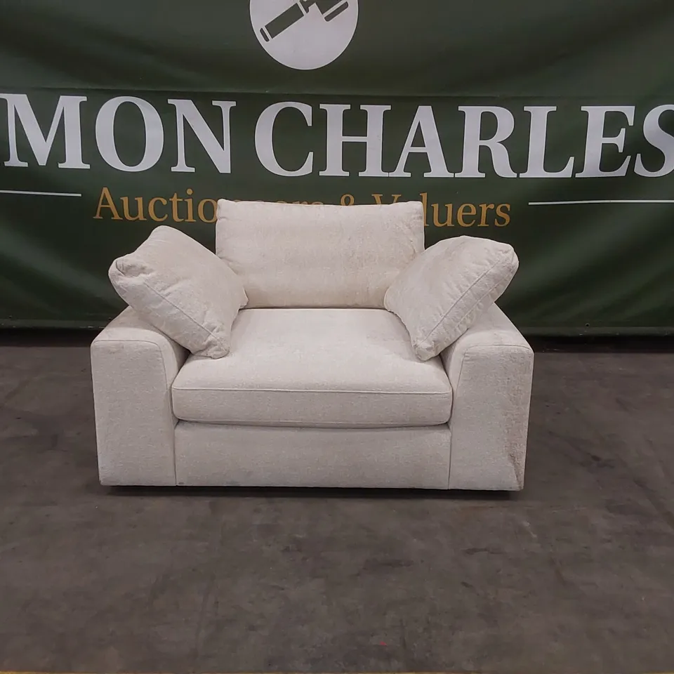 QUALITY DESIGNER MODSOFA CREAM FABRIC UPHOLSTERED LOVESEAT 