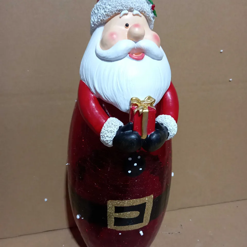 FESTIVE PRE-LIT LARGE GLASS CHRISTMAS CHARACTER - SANTA