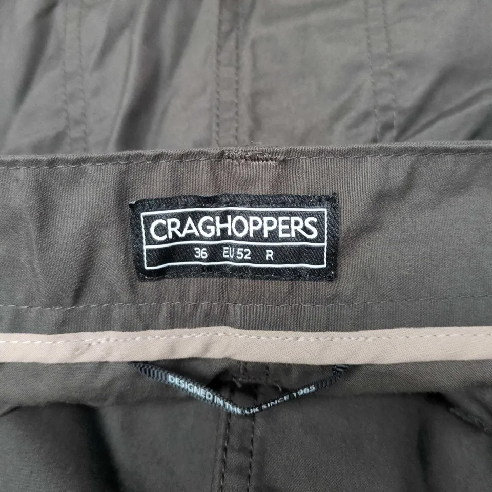 CRAGHOPPERS MEN'S TROUSERS – CHARCOAL GREY, UK 36 (EU 52) REGULAR