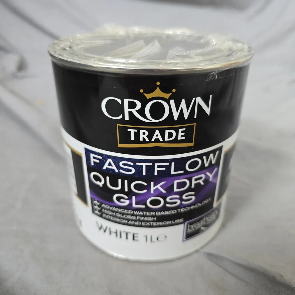 CROWN TRADE FASTFLOW QUICK DRY GLOSS WHITE 1L