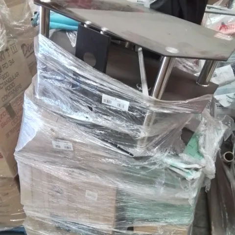 PALLET CONTAINING HALOGEN LAMP, TV STAND UNITS ECT.
