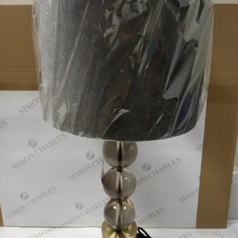 PACIFIC LIFESTYLE TALL SMOKED GLASS TABLE LAMP WITH GREY SHADE