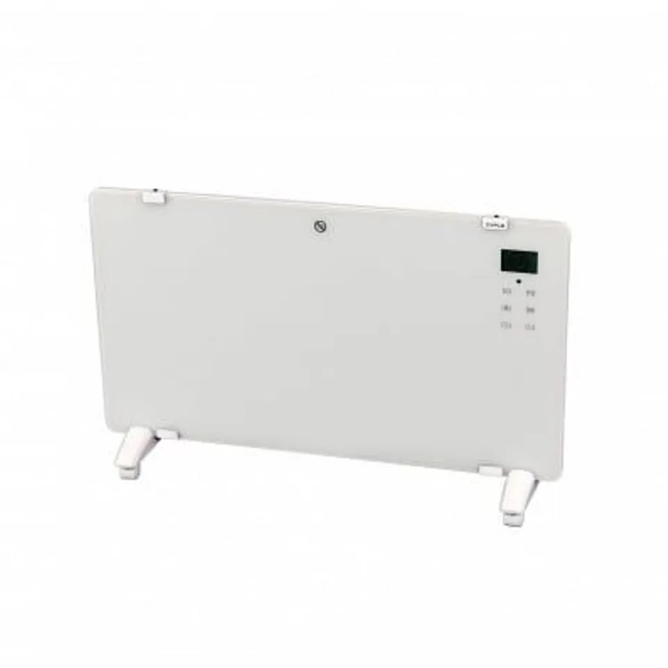 BOXED OYPLA 2000W WHITE GLASS FREE STANDING ELECTRIC PANEL CONVECTOR HEATER