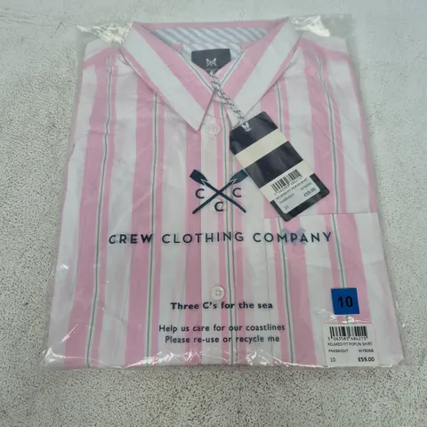 BAGGED CREW CLOTHING COMPANY RELAXED FIT POPLIN SHIRT IN PINKBRIGHT - SIZE 10