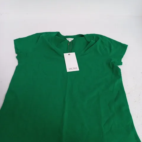 HUSH SLIM FIT SLUB COTTON V-NECK T-SHIRT – BRIGHT GREEN, UK SIZE M