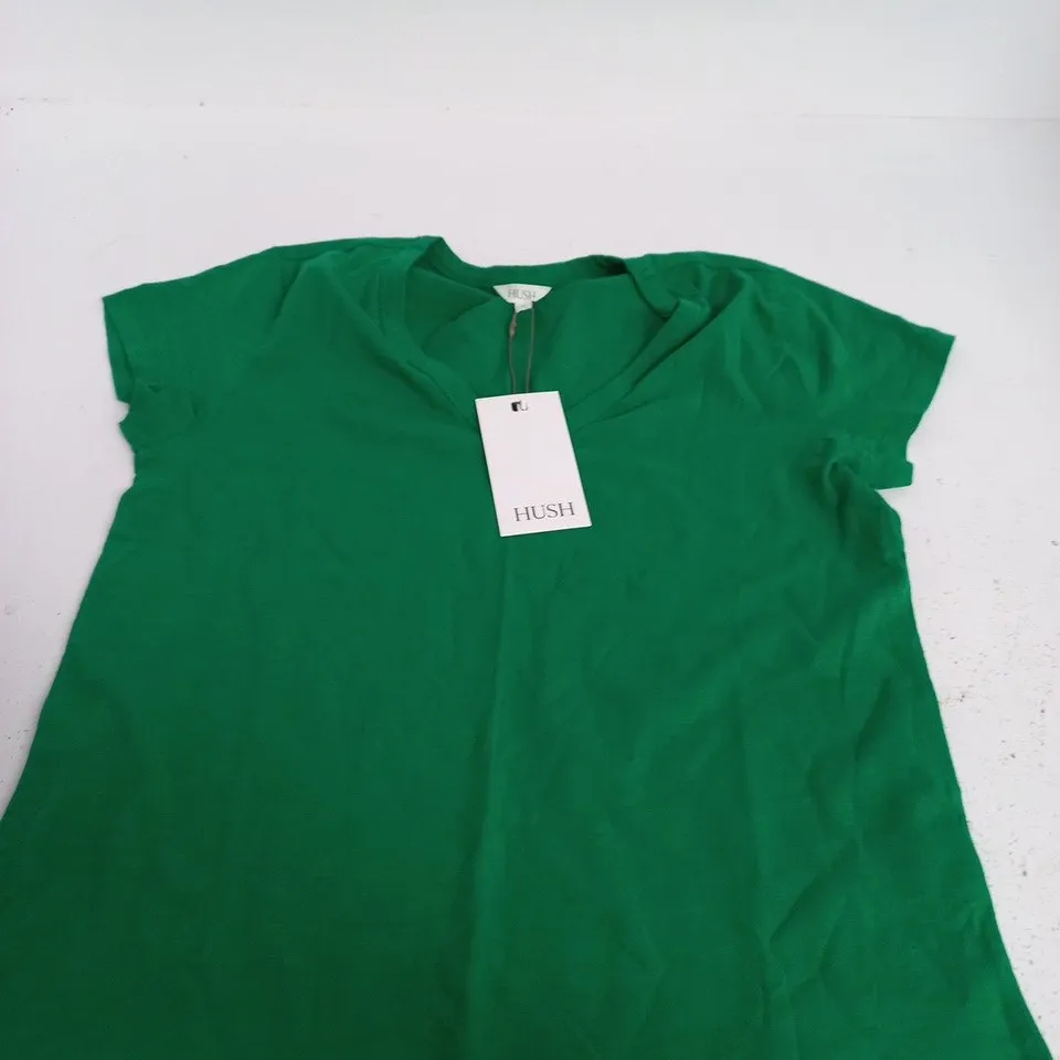HUSH SLIM FIT SLUB COTTON V-NECK T-SHIRT – BRIGHT GREEN, UK SIZE M
