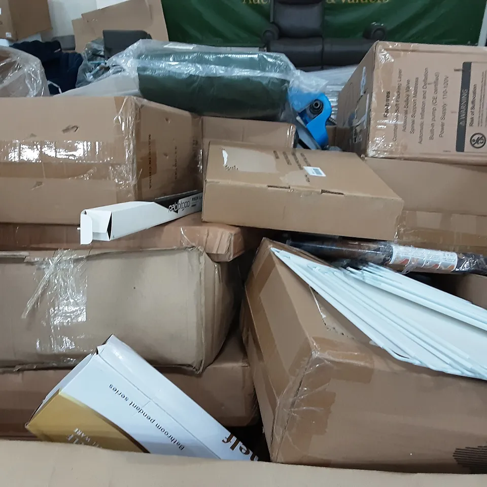 PALLET OF ASSORTED PRODUCTS INCLUDING VIPMOON LED CEILING LIGHT FIXTURES, SUNDEE TOILET SEAT, UNICOOK, TOWEL SHELF, SENATE NON STICK SKILLET, RABBITGOO WINDOW FILM 
