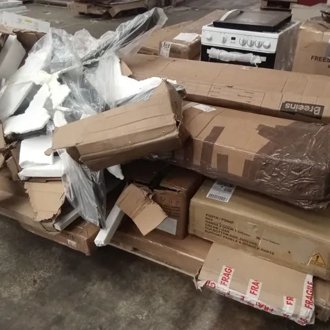 PALLET OF ASSORTED INCOMPLETE FURNITURE PARTS AND PIECES