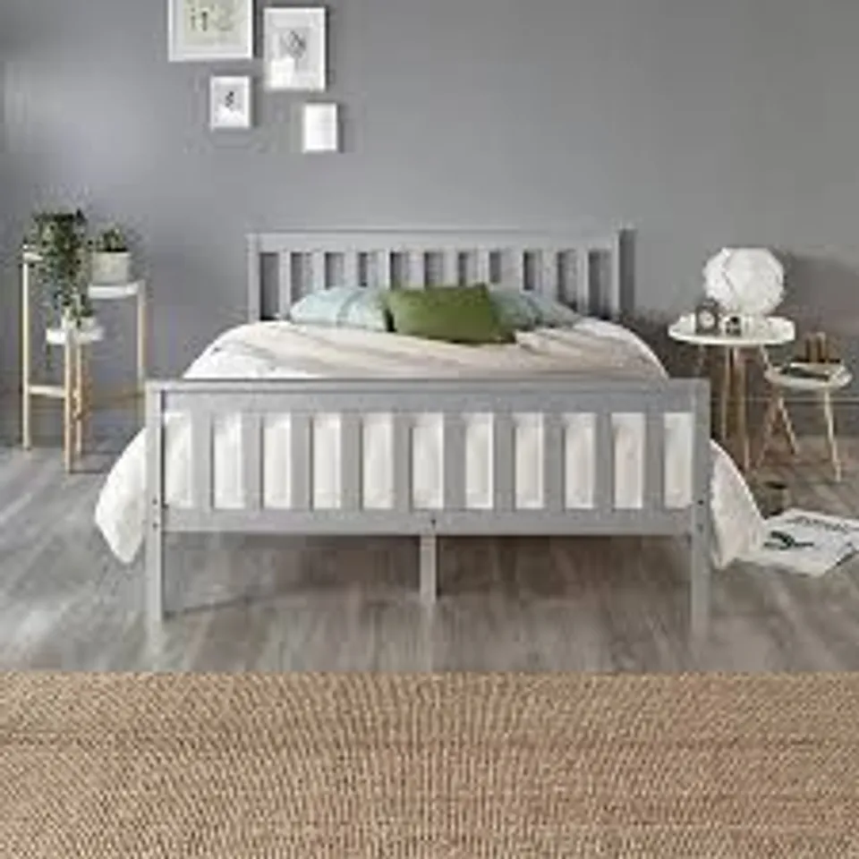 BOXED ASPIRE ATLANTIC WOOD BED FRAME IN GREY, SIZE KING (1 BOX)