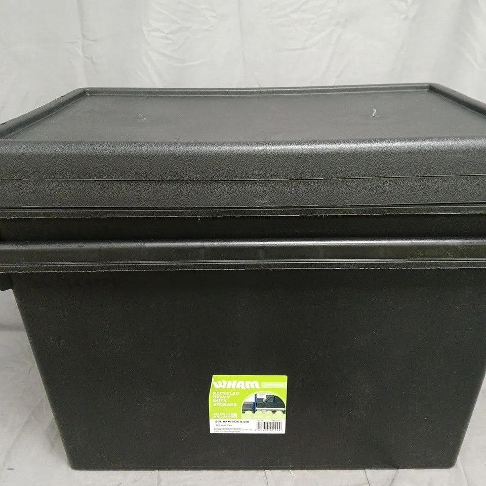 2 X WHAM 62L HEAVY DUTY STORAGE BAM BOXES WITH LIDS 