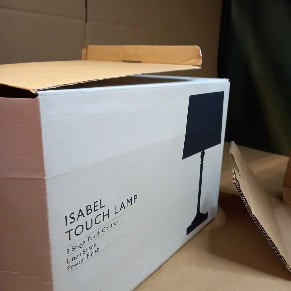 BOXED JOHN LEWIS PEWTER FINISH/LINEN SHADE ISABEL TOUCH LAMP