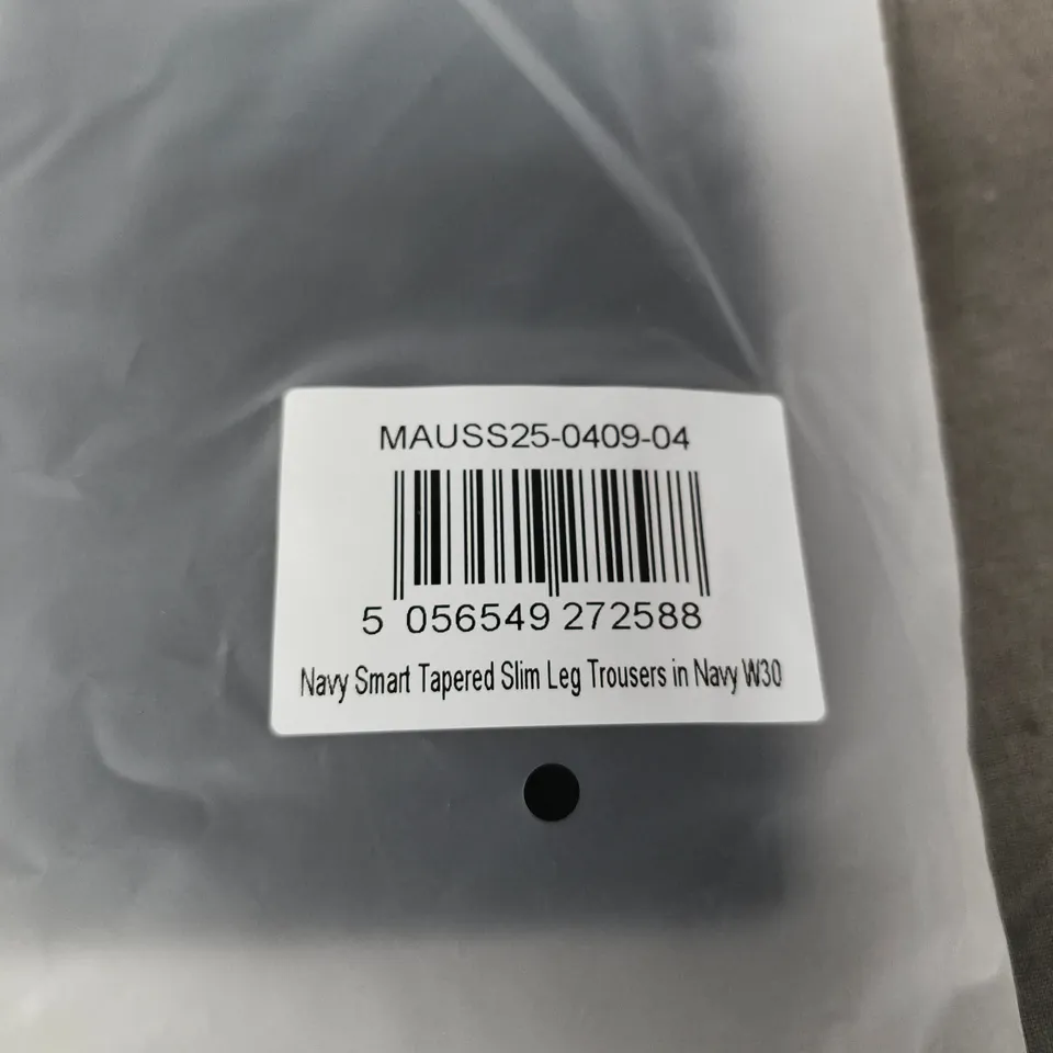 MAUVAIS NAVY SMART TAPERED SLIM LEG TROUSERS – WAIST W30