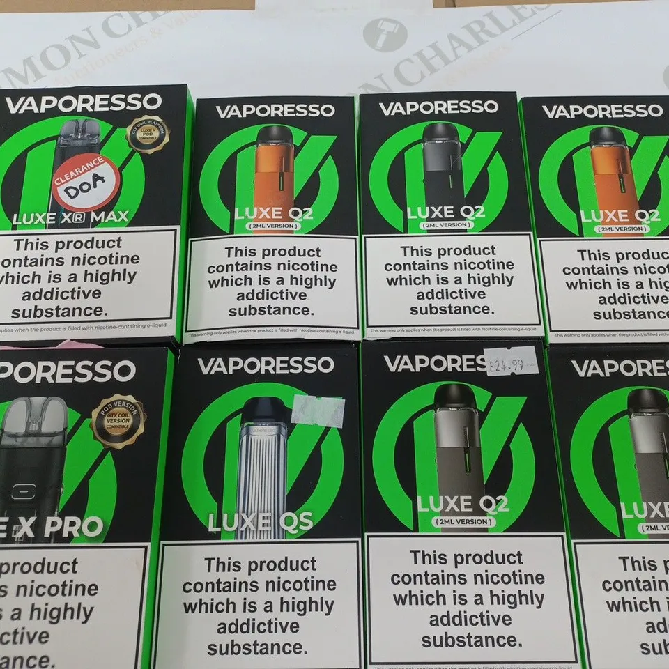 LOT OF 8 ASSORTED VAPORESSO E-CIGS TO INCLUDE LUXE QS AND LUXE X PRO