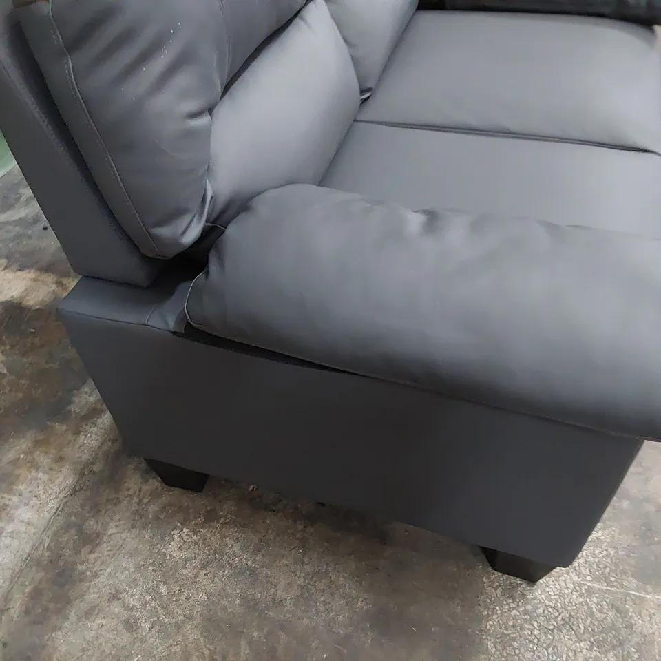 DESIGNER TWO SEATER SOFA GREY LEATHER 