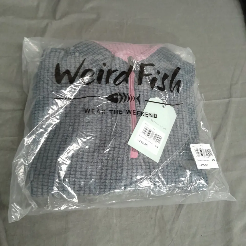 SEALED WEIRDFISH BEYONCE ECO 1/4 ZIP GRID FLEECE - SIZE 16