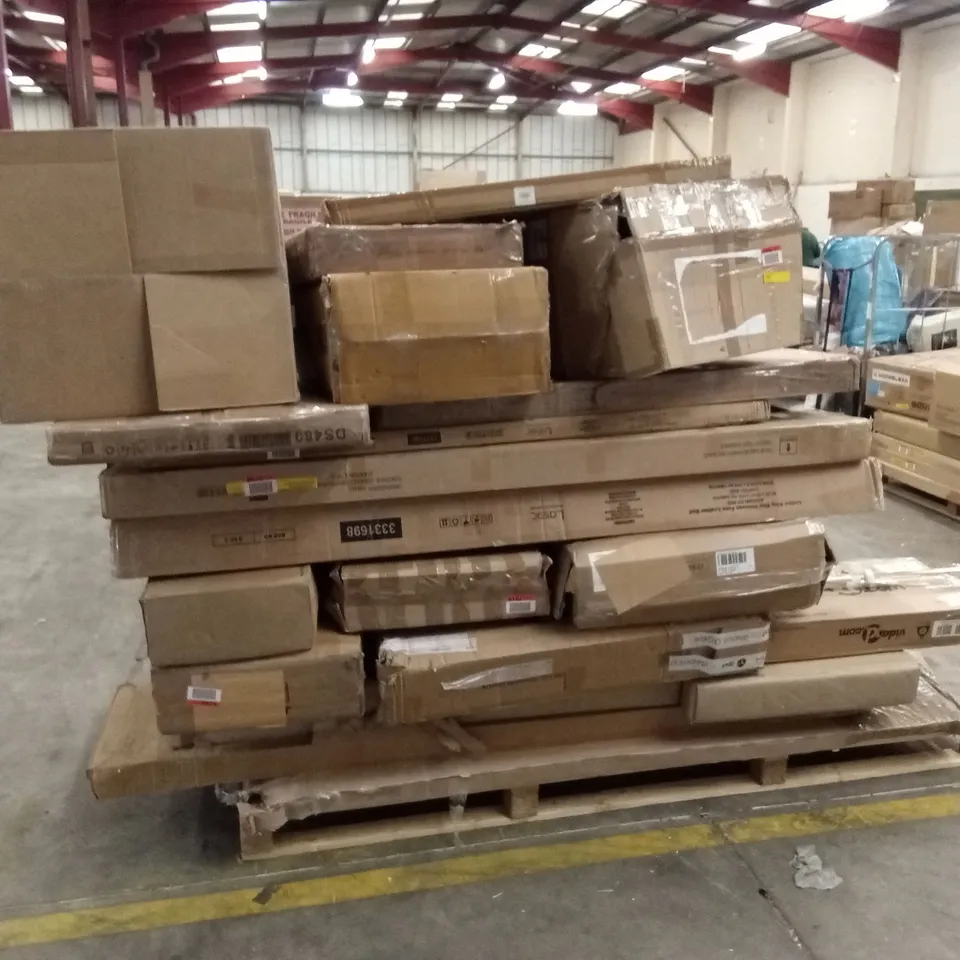 PALLET OF ASSORTED INCOMPLETE DESIGNER FURNITURE PARTS AND PIECES 