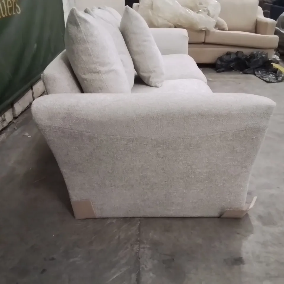 QUALITY DESIGNER CREAM 3 SEATER FABRIC UPHOLSTERED SOFA