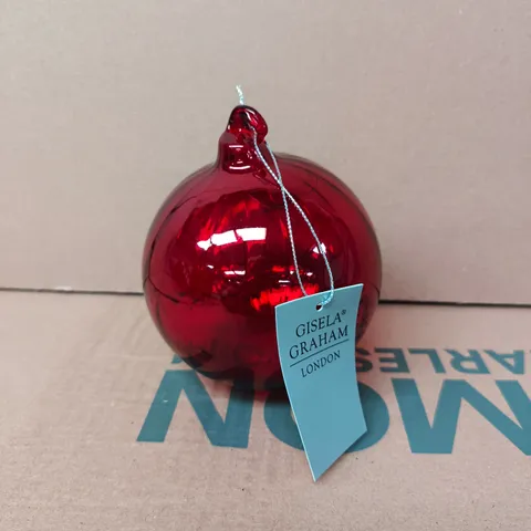 APPROXIMATELY 48 GISELA GRAHAM RED GLASS SWIRL BAUBLES