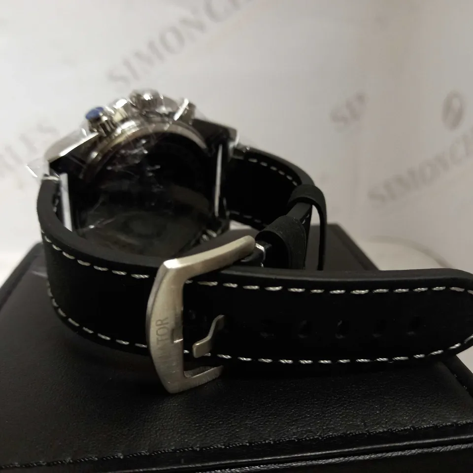 LATOR CALIBRE BLUE & YELLOW DIAL SUEDE LEATHER STRAP WATCH RRP £635