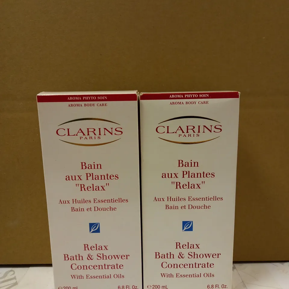 LOT OF 2 CLARINS RELAX BATH AND SHOWER CONCENTRATE - 200ML	