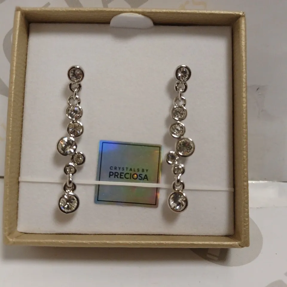AURA SILVER EFFECT DANGLE EARRINGS WITH STONES