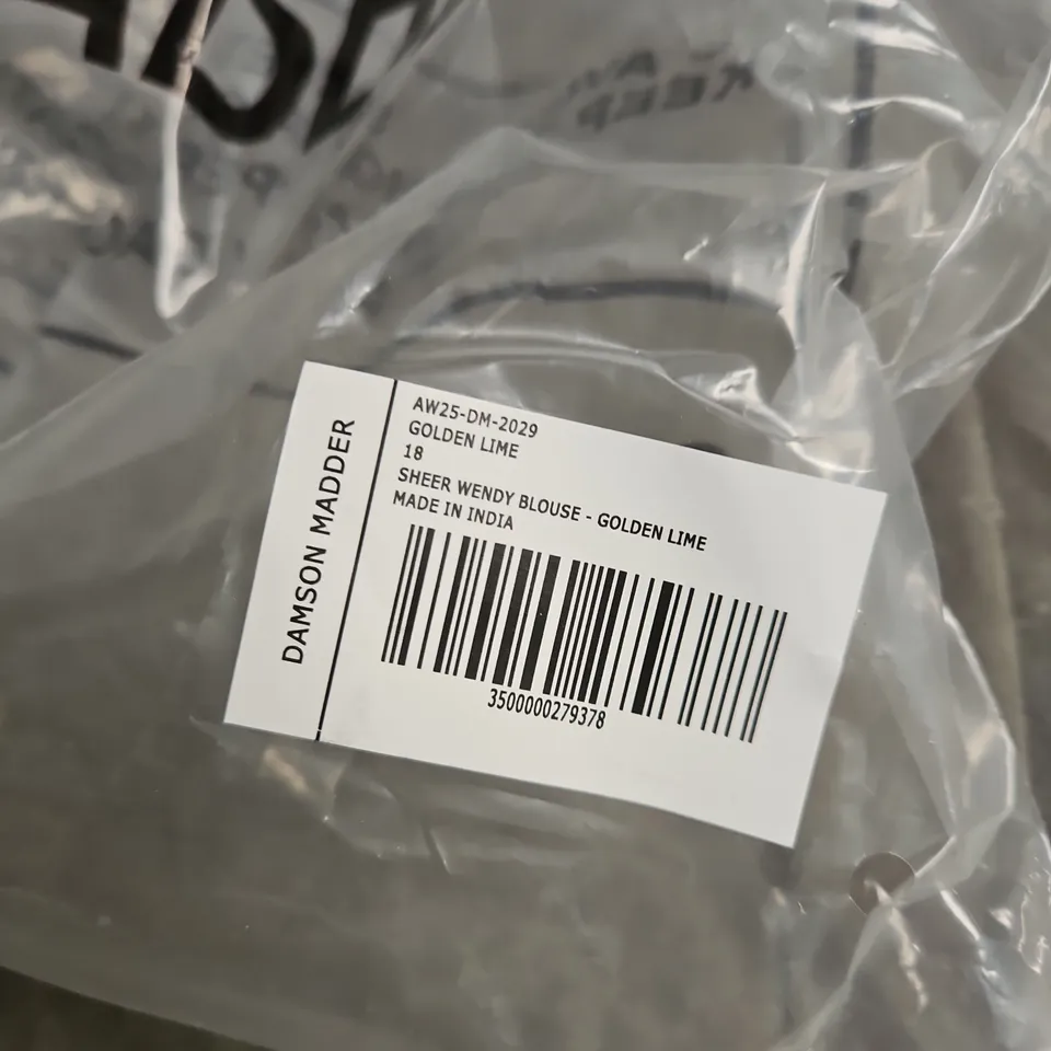 DAMSON MADDER WENDY BLOUSE – GOLDEN LIME (SHEER) - SIZE 18