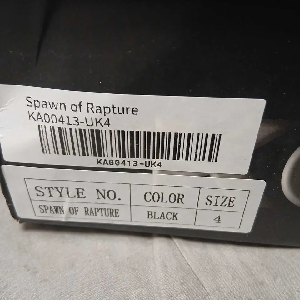 KOI SPAWN OF RAPTURE BLACK PLATFORM BOOTS WITH DEMON MASK – UK 7