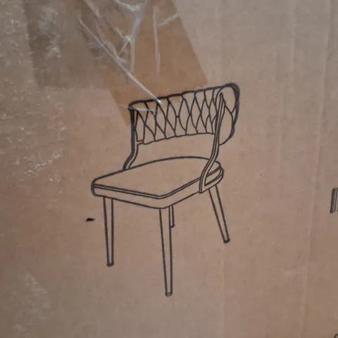 BOXED SET OF 2 BLACK METAL AND VELVET DINING CHAIRS 
