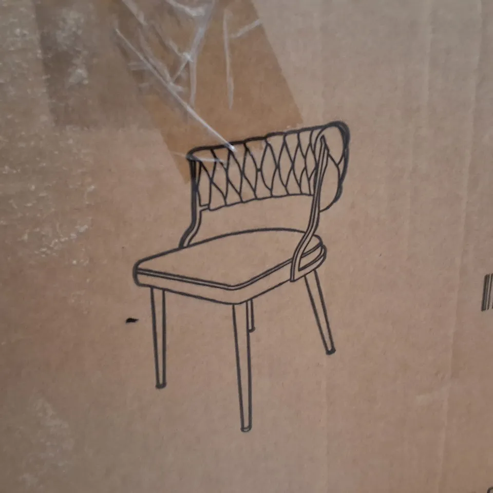 BOXED SET OF 2 BLACK METAL AND VELVET DINING CHAIRS 