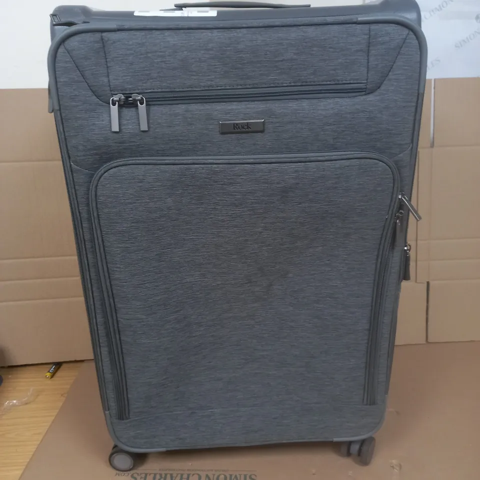 ROCK 8-WHEELED LARGE GREY SUITCASE IN GREY 